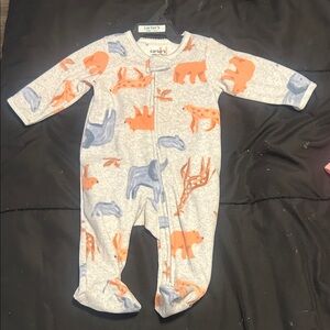 Carter's Gray and Orange Animal Print Footie